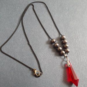 Red Glass Crystal Beads Necklace
